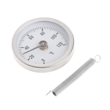 (As show, One size) Clip on Pipe Thermometer, 63mm Radiator Balancing Thermometer Temperature Dial Gauge with Spring for Pipes Surfaces Oil Silver
