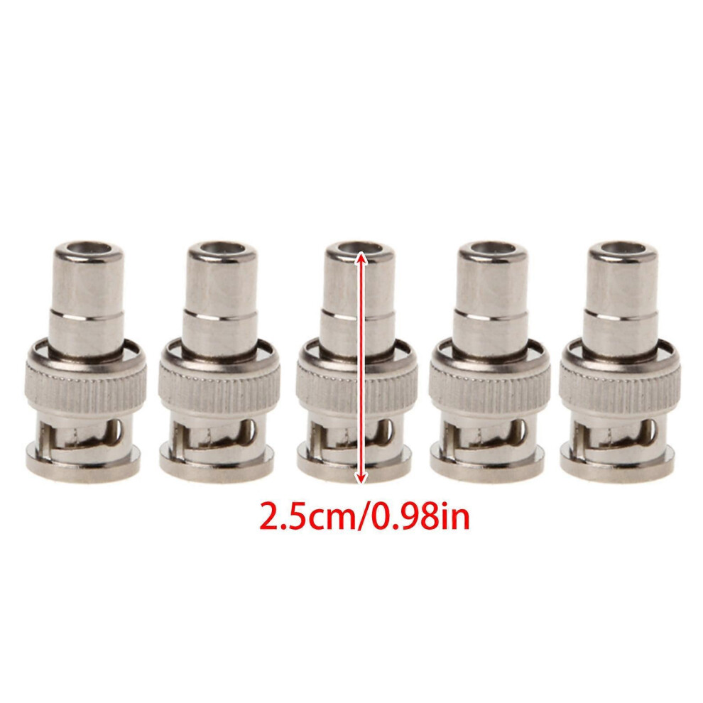 (As show, One size) 5x BNC Male To RCA Female Coaxial Connector Adapter For CCTV Surveillance Video