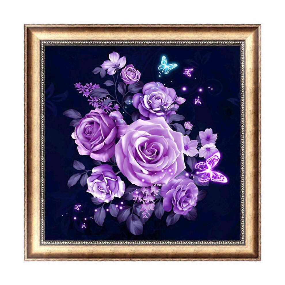 (As show, One size) Rose for Butterfly 5D Diamond Embroidery Painting DIY for Cross Stitch Art Craft  Multi L