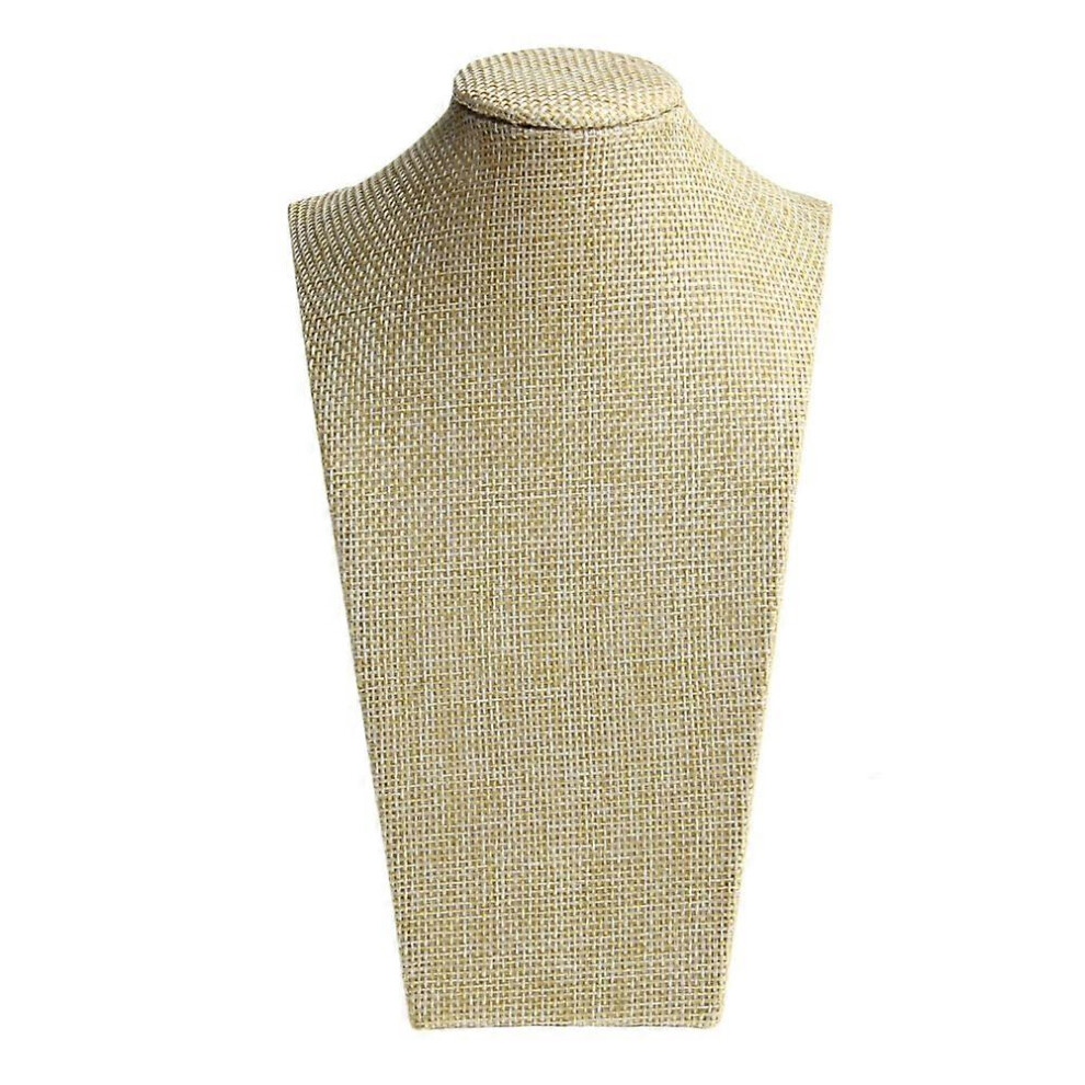 (As show, One size) Woman Linen Fabric Mannequin Bust Jewelry Display Stand Shelf Holder Necklace Bust Stand Jewelry Rack Organizer