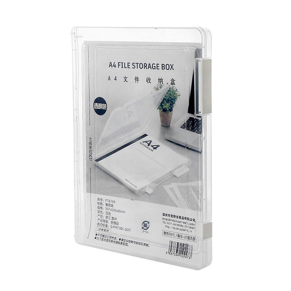 (As show, One size) A4 File Box Slim Document for Case Portable Project for Case Transparent Plastic Box for Office Desktop Document Organiz