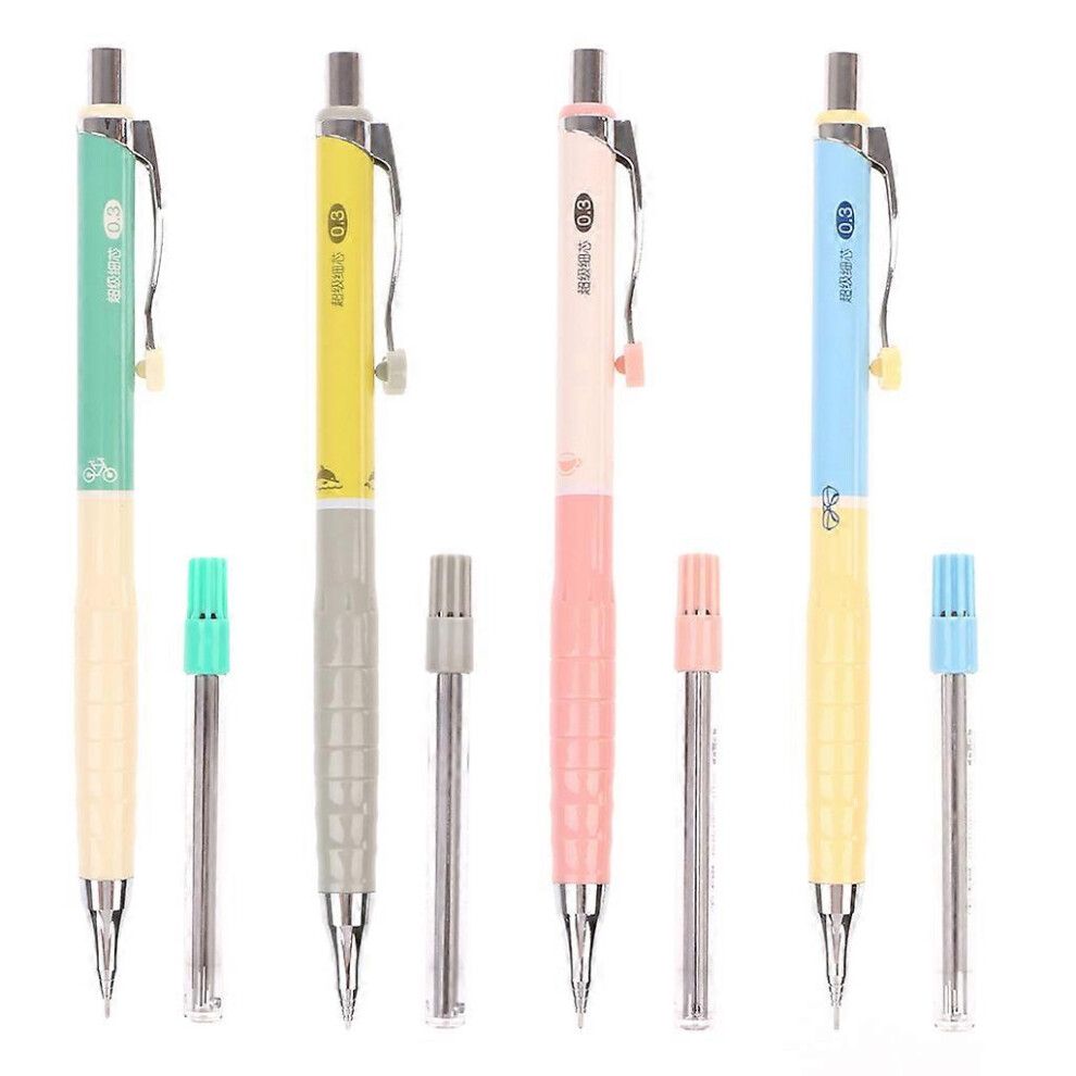 (As show, One size) New 1set 0.3mm Mechanical Pencil Automatic Pencil For Writting Kawaii Stationery  Mixed Color
