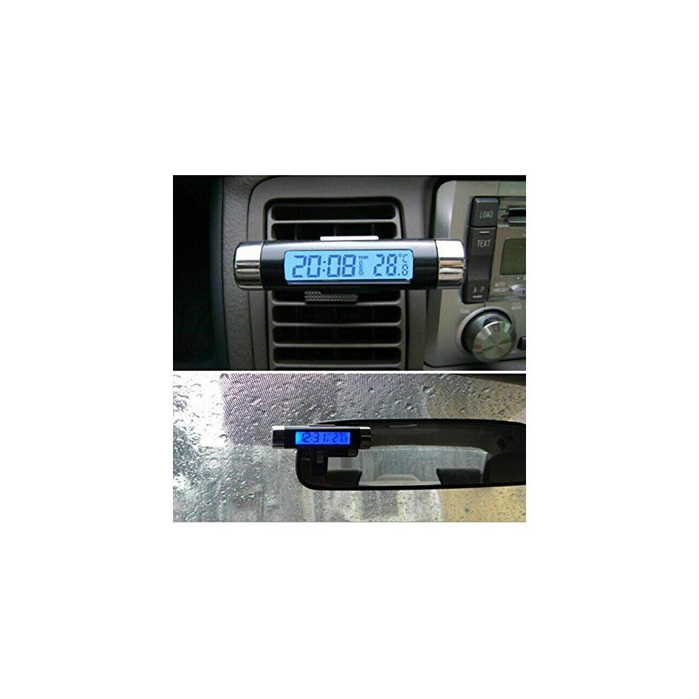 Car Lcd Digital Electronic Time Clock Thermometer Watch With Backlight Universal 2In1 477169033116