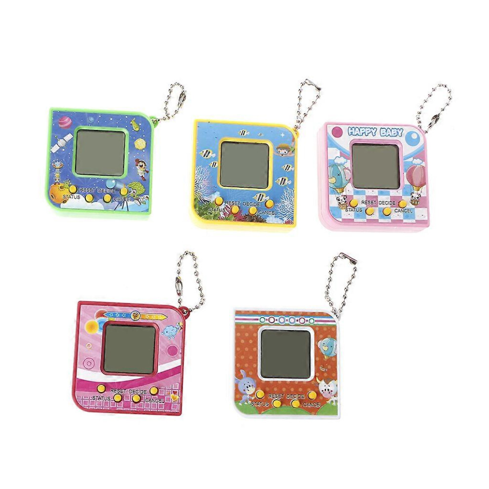 (As show, One size) Retro Handheld Game Machine Virtual Electronic Digital Pets Keychain Game Keyring Buckles Great Gift for Boy Girls  Black