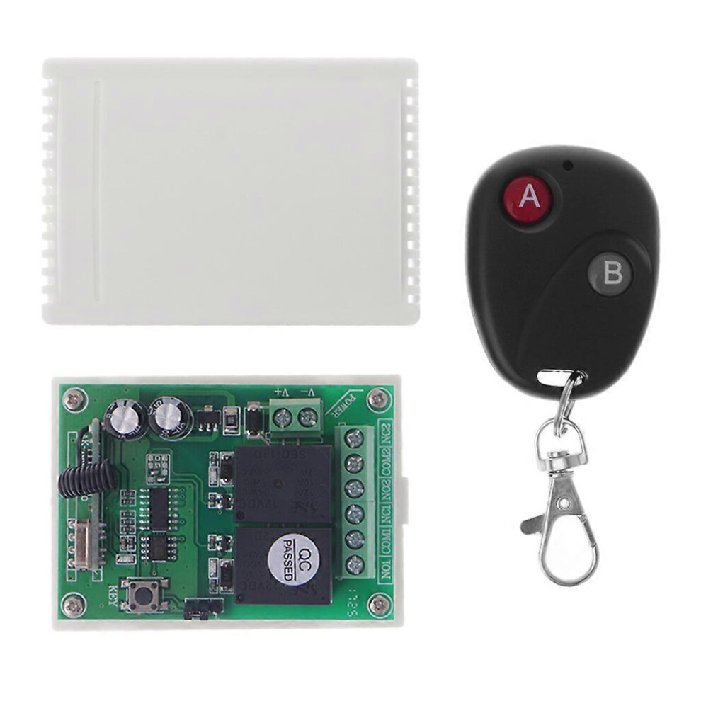(As show, One size) 433Mhz Wireless Remote Control RF Remote for Garage Door Gate LED DC12V 2CH Universal Relay Receiver and Transmitter  Black