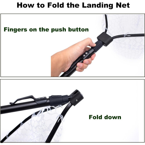 Foldable Fly Fishing Landing Net Soft Rubber Mesh Trout Net Catch and Release Net 1