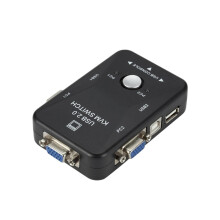 USB 2.0 KVM Switch Switcher 1920 1440 VGA SVGA Switch Splitter Box 2 Port with Two Cables for Keyboard Mouse Monitor Computer(with KVM Cable)