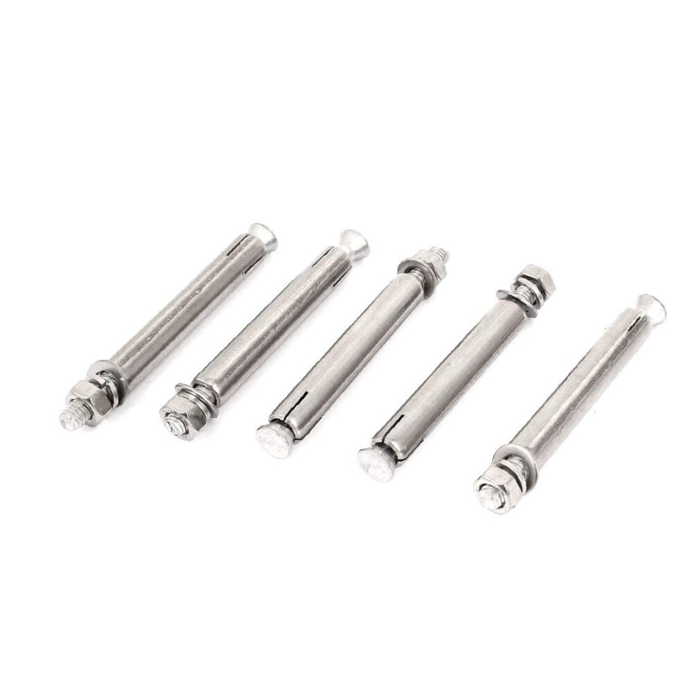 M6 X 80Mm Taper Head Hex Nut Sleeve Expansion Anchor Screws Silver Tone 5 Pcs (Color : Multiple Colors, Size : Medium) 477169036582