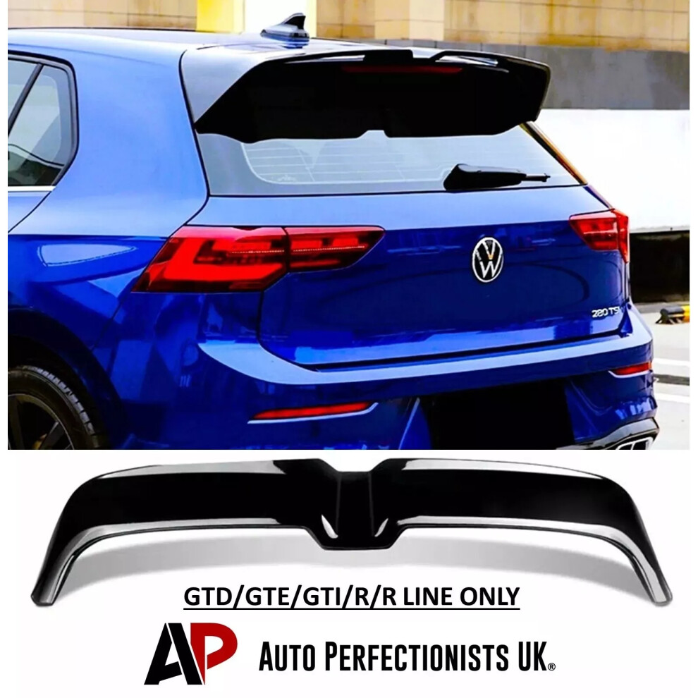 For Vw Golf Mk8 R Gtd Gti Ot Style Rear Roof Spoiler Boot Wing Black 5061072661822
