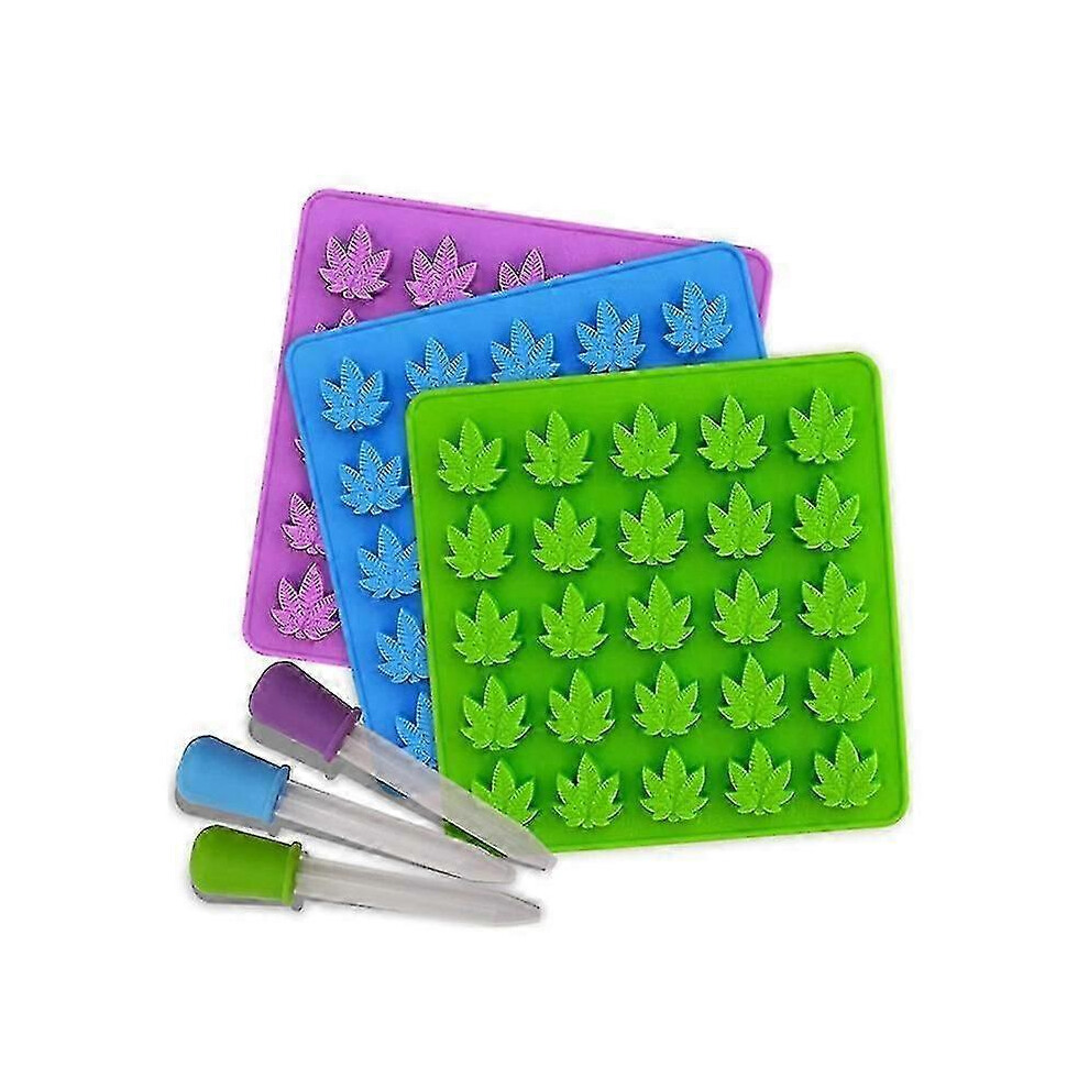 Kikidex (As Show, One Size) Marijuana Leaf Gummy Molds Silicone Candy Mold Novelty Gift - 3 Pack