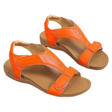 (37, Orange) Retro Leather Flat Sandals for Women Lightweight Non-Slip Beach Shoes for Shopping Dating