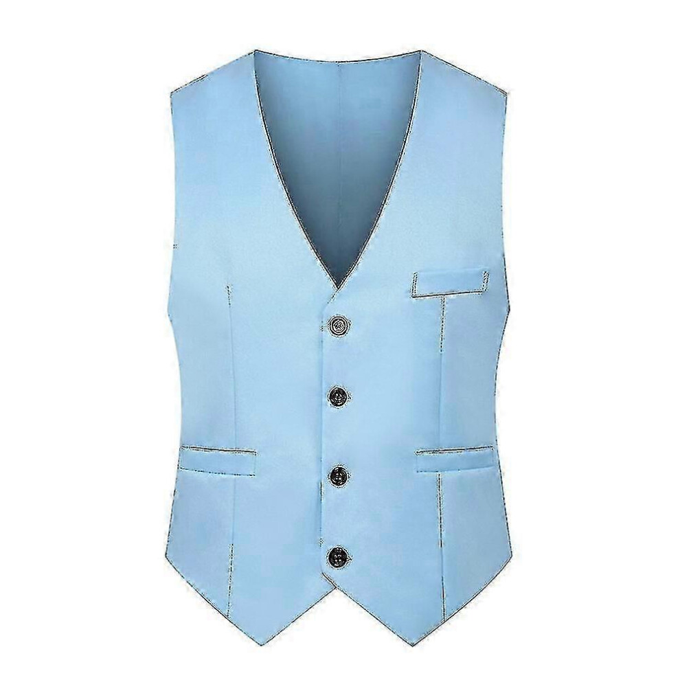 Kikidex (Lake Blue, 2XL) Men Slim Fit Suit Vest Waistcoat Casual Formal Single Breasted Gilet