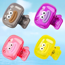 (Gray pink purple yellow 4pcs) 4pcs Portable Toothbrush Case Easy to Open and Close Transparent Protective Cover Toothbrush Box