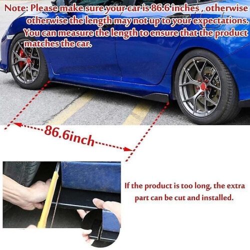 8x 2.2m Universal Glossy Black Side Skirt Extension Rocker Splitters Diffuser Winglet For 2