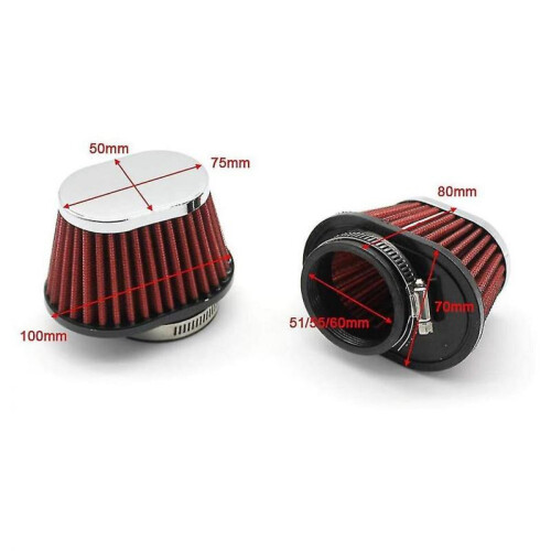 1pcs Universal Round Tapered Car Motorcycle Air Filter 51mm 2 Inch Intake Filter-red 1
