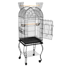 63.5' Rolling Bird Cage Open Top Large Iron Cage for Quaker Parrot Cockatiel Sun Parakeet GreenCheek Conure with Rolling Stand  Storage Shelf