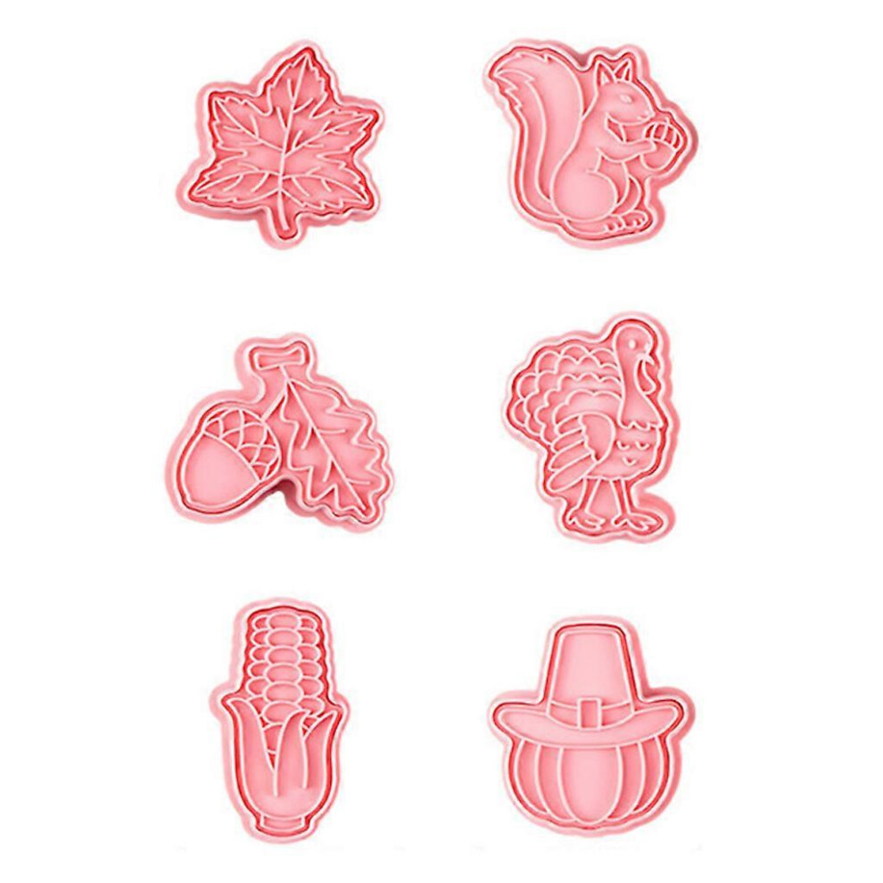 (As show, One size) Biscuit Mold 3D Icing Cookie Mold Fondant Plastic Push-type Household Baking Mold Thanksgiving Day Theme Plastic Cutters