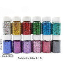 (As show, One size) Glitter Crystal Epoxy Handmade Diy Slime Mud Material Sequins Nail Eye Shadow Stage Makeup Jewelry Glitter Powder