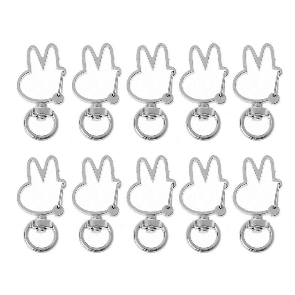 (As show, One size) 10pcs Women Men Rabbit-shaped Pendant KeyChain Silver/Gold Cute Rabbit Diy Metal Keychain Jewelry for Hanging on Bag for