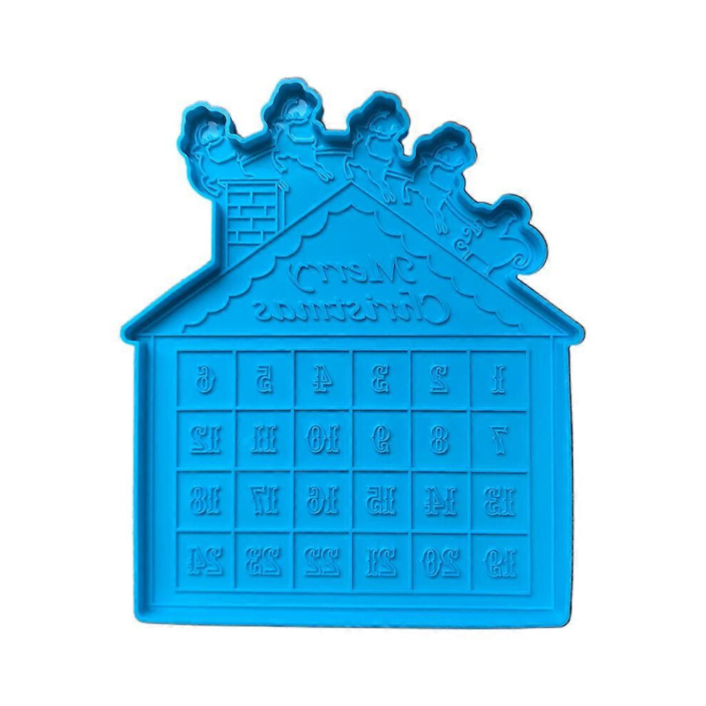 (Blue, One size) DIY Christmas Countdown Calendar Epoxy Resin Mold Advent Calendar Silicone Mould  Blue