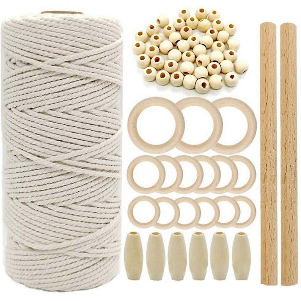 (As show, One size) Macrame Kit Multifunctional Natural Cotton Macrame Rope Kit for Wall Hanging Plant Hanger Rope Crafts Home Decorations