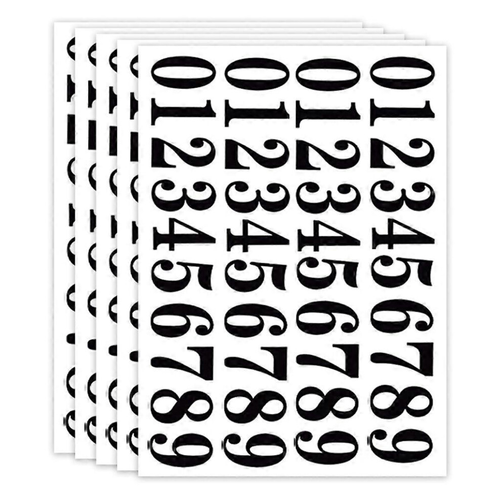 (As show, One size) 5 Sheets Repeatable Self-Adhesive Stickers 200 Pcs Vinyl Number Stickers Seasoning Bottles House Address Number Stickers