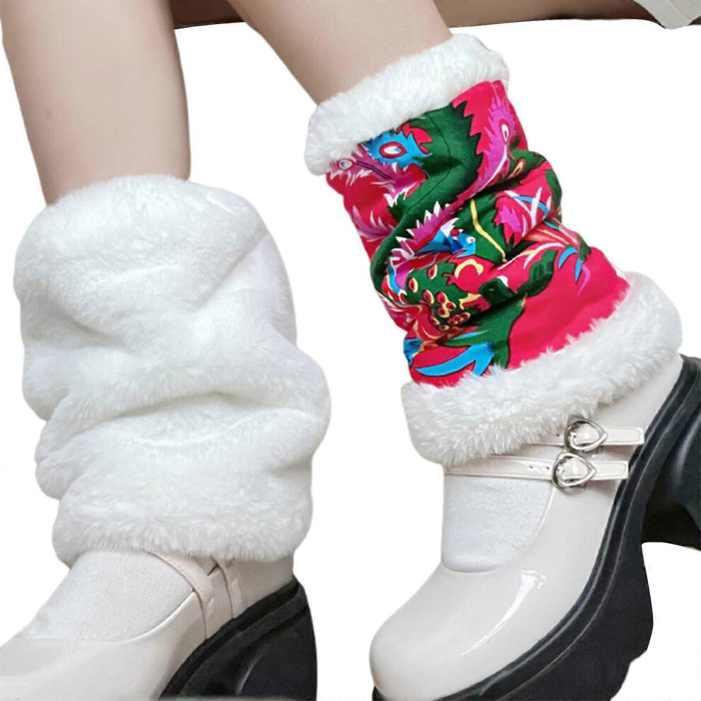 (A, One size) Womens Furry Party Costume Sexy Faux Furs Fuzzy Long Boots Shoes Cuffs Cover Leg Warmers/Boot Sleeves/Boot Covers  A