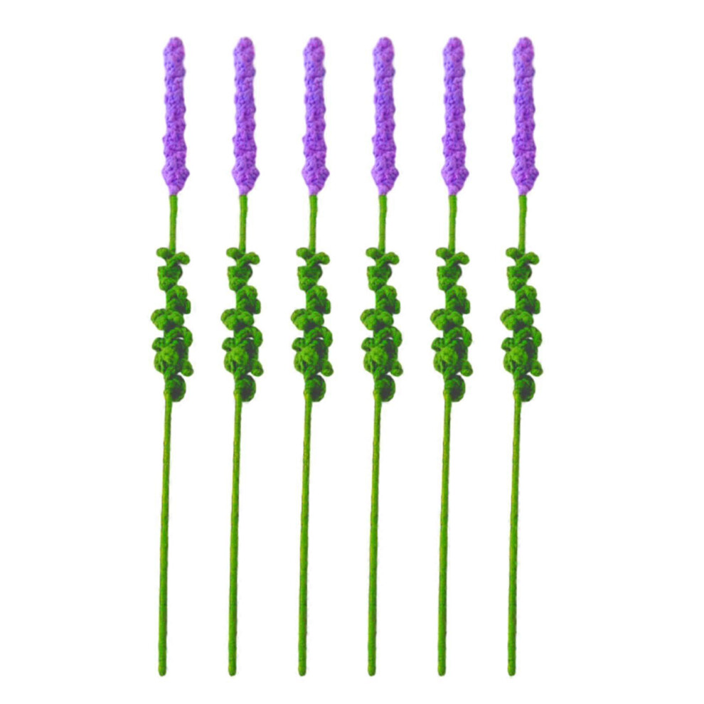 (A, One size) Knitted Fake Lavender Artificial Flowers for Decorations,Wool Knitting Flowers with Stems Bouquet Table Centerpieces