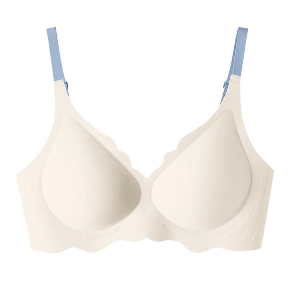 (As show, One size) Anti Sagging Seamless Bra Bralette Women's Wire Free Bra Brassiere Push Up Bra Underwear Adjustable Straps Gather Bra  Cocoa yellow S