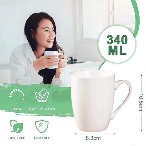 Ceramic cup, dishwasher and microwave safe, coffee cup, tea cup, DIY cup, white 2