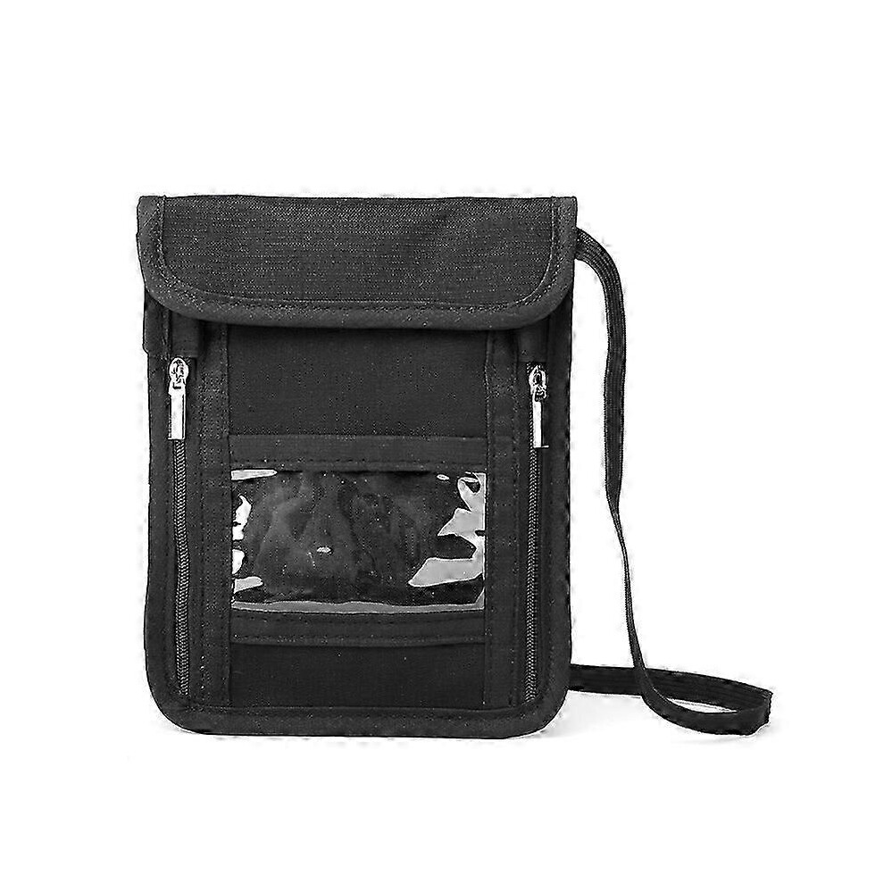 (As show, One size) Passport Holder Neck Pouch Travel Wallet For Women And Men, Rfid Blocking Security Slim Traveling Wallet With Around Neck Lanyard Strap 18*14.5cm