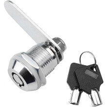 (As show, One size) 20mm Cabinet Cam Lock Set, 2 Pack Cylinder Cam Locks Secure File Drawer Dresser RV Cylinder Replacement Lock Hardware