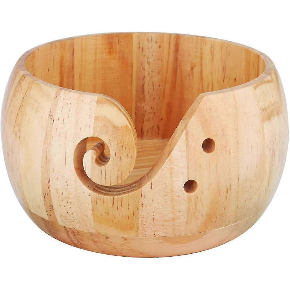 Kikidex (As Show, One Size) Yarn Bowl, Big Wooden Knitting Bowl, Large Yarn Bowls For Crochet And Knitting Project, Diameter 15Cm/6 Inch, No Lid, Knitter Gift