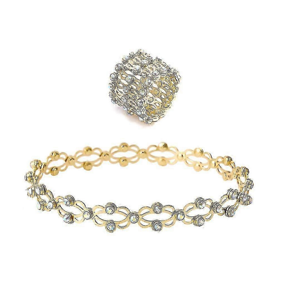 (Gold, One size) 2 In 1 Magic Retractable Ring Bracelet Stretchable Twist Folding Ring Jewelry Jkw