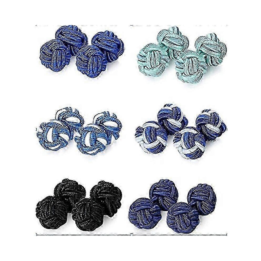 (As show, One size) 6pairs Silk Knots Cufflinks For Men/women Shirt, For Business Wedding Gifts Chumian