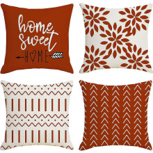 (As show, One size) Pillow Covers 20x20 Modern Sofa Throw Pillow Cover, Decorative Outdoor Linen Fabric Pillow Case for Couch Bed Car (Burnt Orange, 20x20,Set of 4)