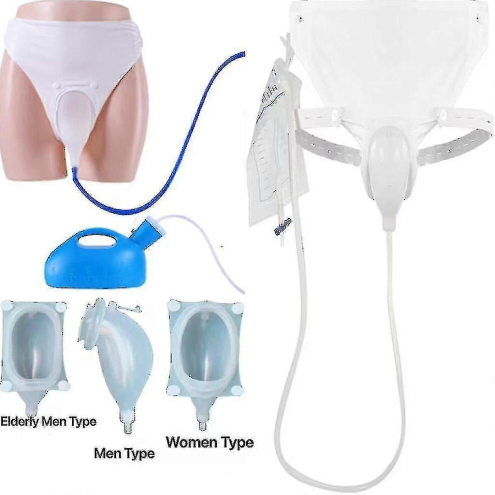 Kikidex (Elderly Men Type, One Size) Silicone Urine Collector, 3 Type With 2 Urine Catheter Bags For Man Elderly-Good