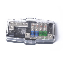 Mini Fuse Holder 2 in 4 Out Power Distribution Block Multi-Functional Fuse Box with Led 4 Way Fuse Block for Car Audio Stereo