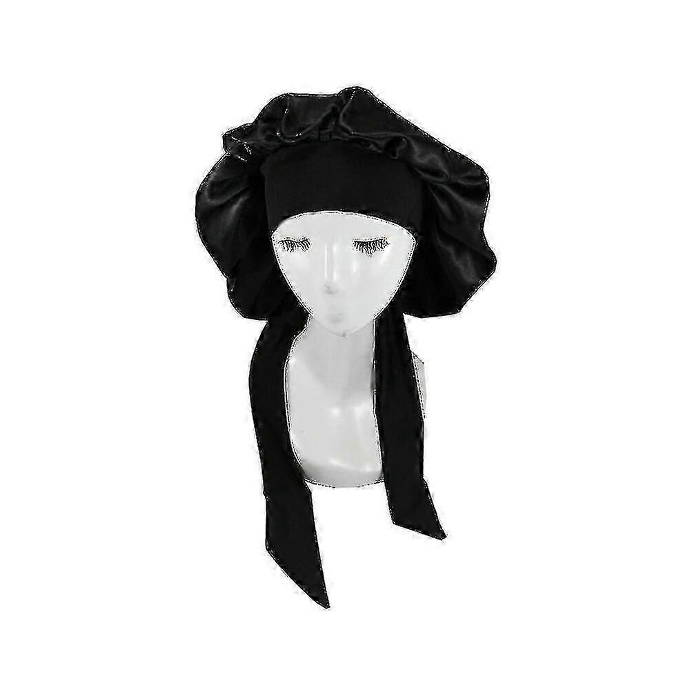 (Wine Red, One size) Silk Bonnet Satin Bonnet For Sleeping Bonnet With Tie Band Night Cap High Quality-image-OPC-PHYZHGJ-NEW