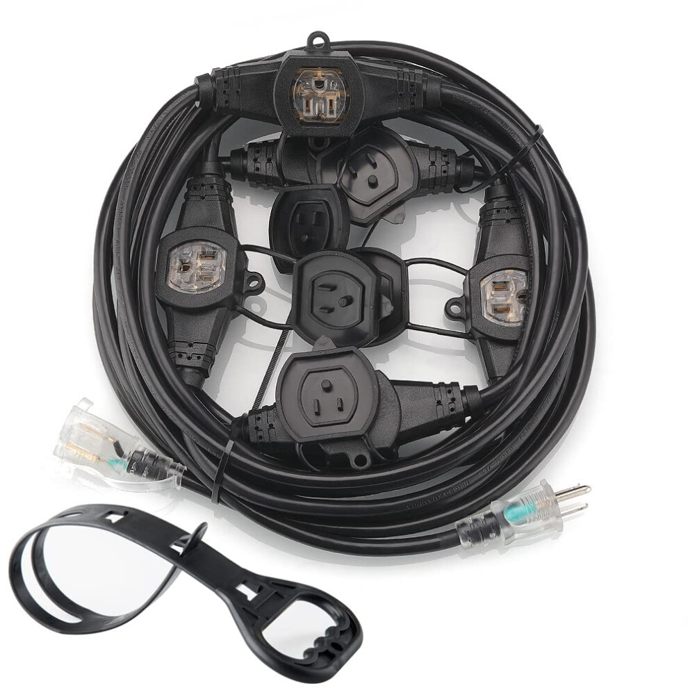25Ft 12 Gauge Cable Indoor/Outdoor Extension Cord,Multiple Evenly-Spaced Plug Six Outlet,Etl Listed 477169040954
