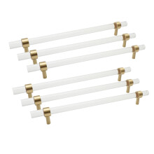 6Pcs Brushed Brass Acrylic Cabinet Pulls 9' Hole Center Household T-Bar Drawer Pulls Handles