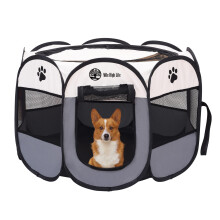 Foldable Dog Playpen Dog Crate w Removable Shade Cover Dog Kennel Indoor/Outdoor
