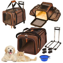 Airline Approved Pet Carrier with Detachable Wheels – SoftSided, Expandable, – for Cats, Small Medium Dogs
