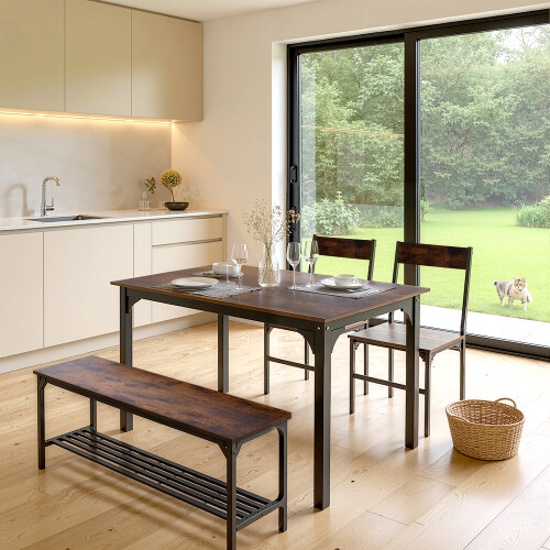 Living And Home (Brown) Dining Table Set for 4 2