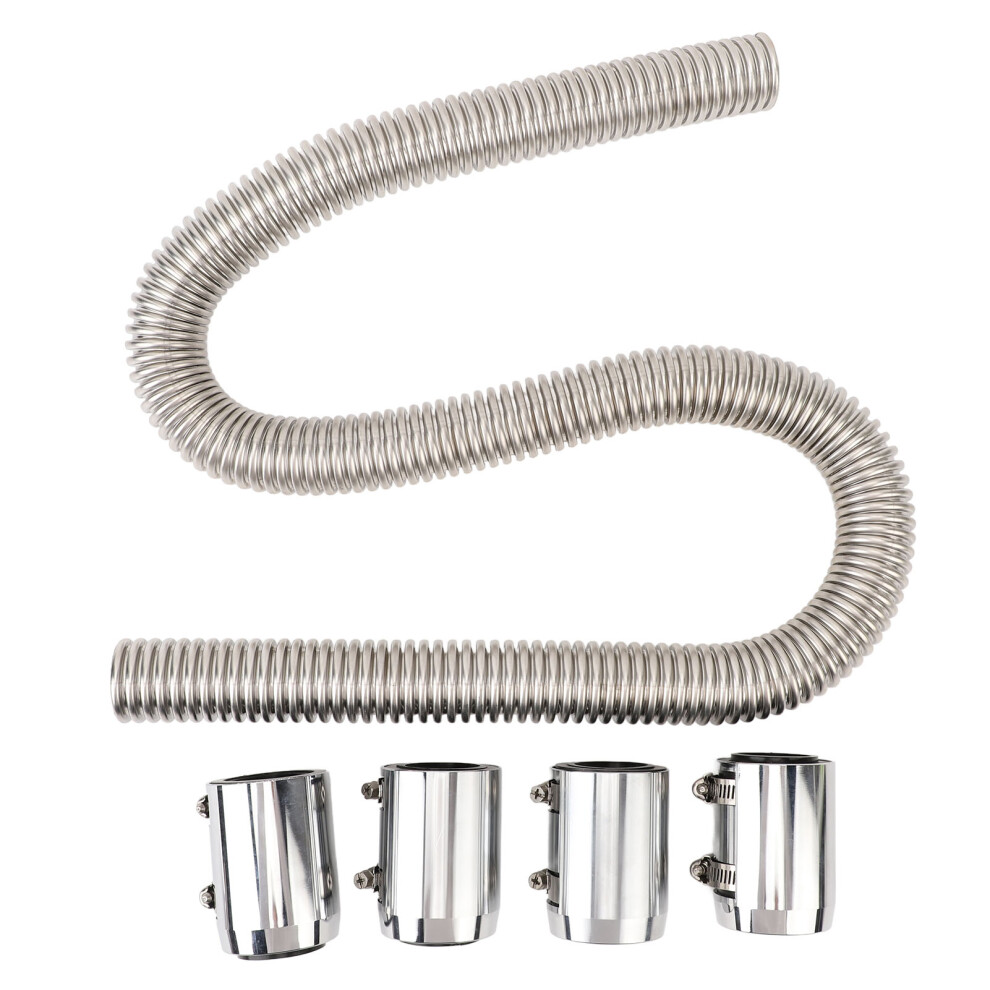 48Inch Radiator Flexible Coolant Water Hose Kit Silver 9121376713477