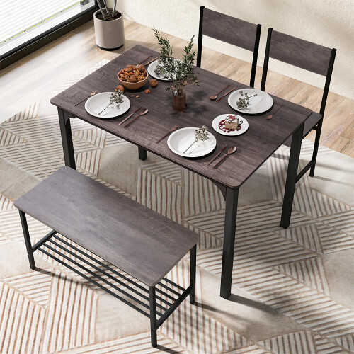 Living And Home (Light Grey) Dining Table Set for 4