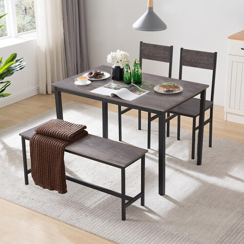 Living And Home (Light Grey) Dining Table Set for 4 2