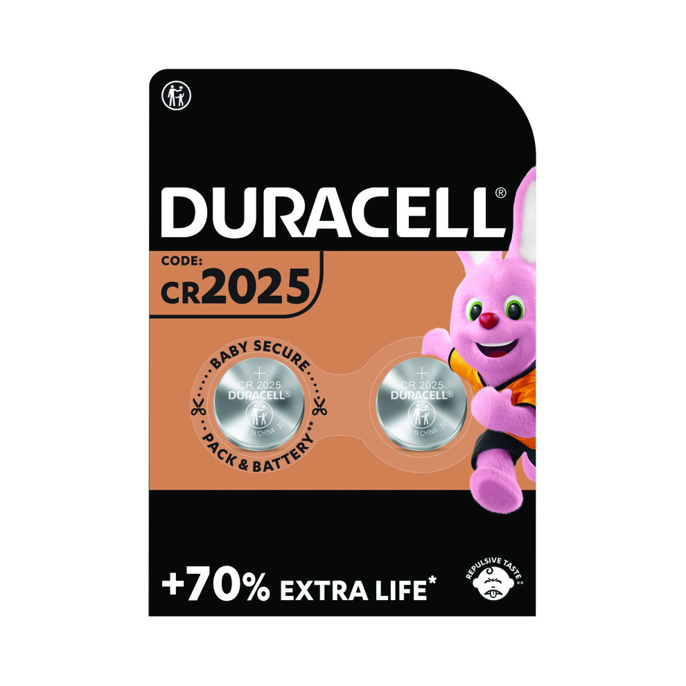 Duracell Lithium Coin Cell Battery - CR2025 Card of 2