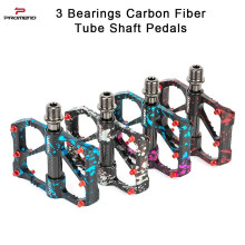 Gigbuff Cam Promend Mtb Pedals Ultra-light 4 Bearings Pedal Road Bike Splashed Colorful Carbon Fiber Axle Tube Pedal M86-Black-Red