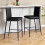 Living And Home (Black) 2PCS PU Leather Upholstered Bar Stools 3